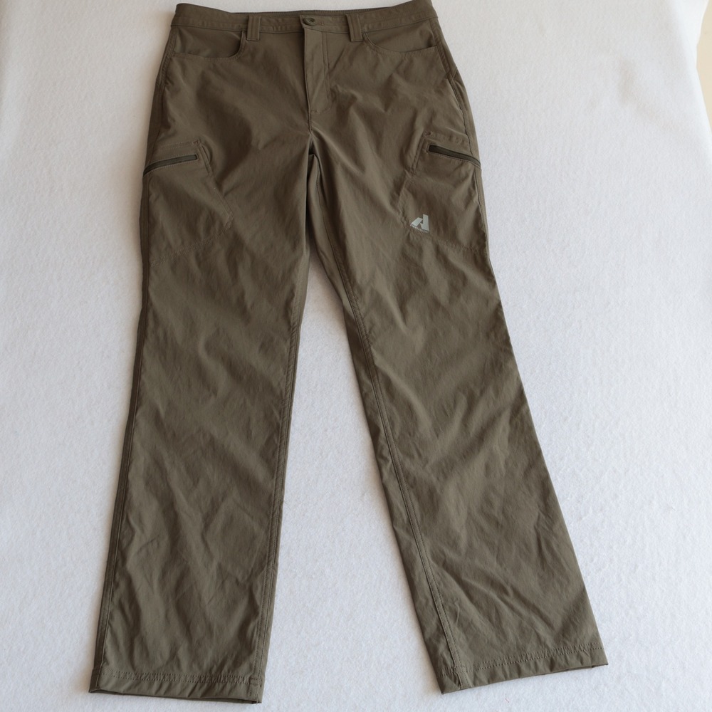 Eddie Bauer First Ascent Womens 12 Hiking Pants Olive Green Stretch Cargo Nylon